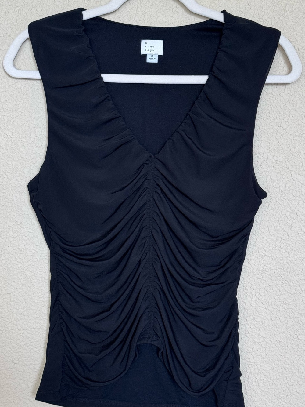 a new day Black Ruched V-Neck Sleeveless Top
